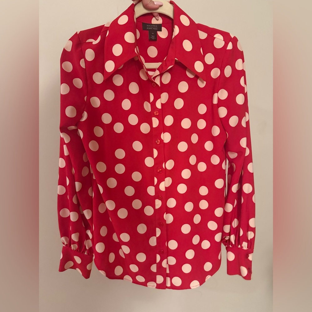 Halogen Polka Dot Red Blouse